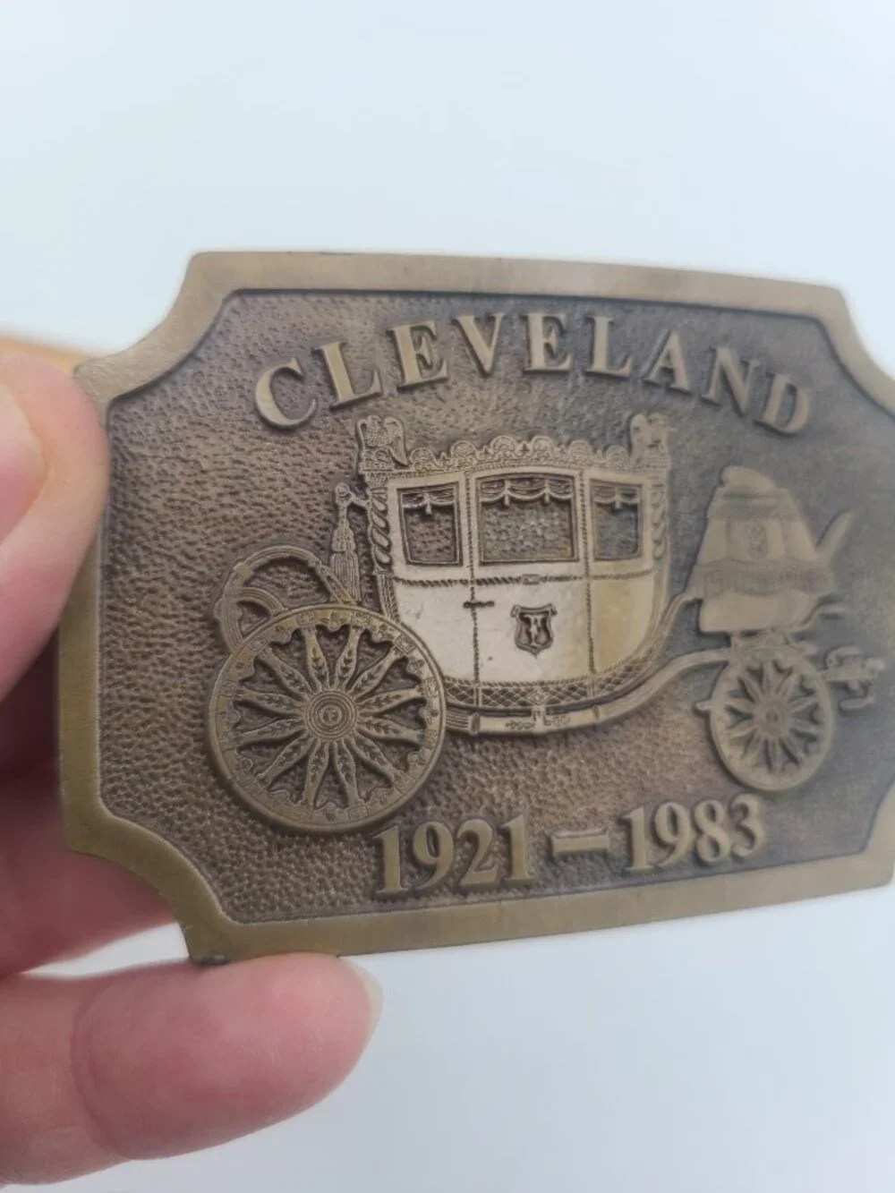 Cleveland Brass Belt Buckle 1921-1983 Carriage Wells Fargo?